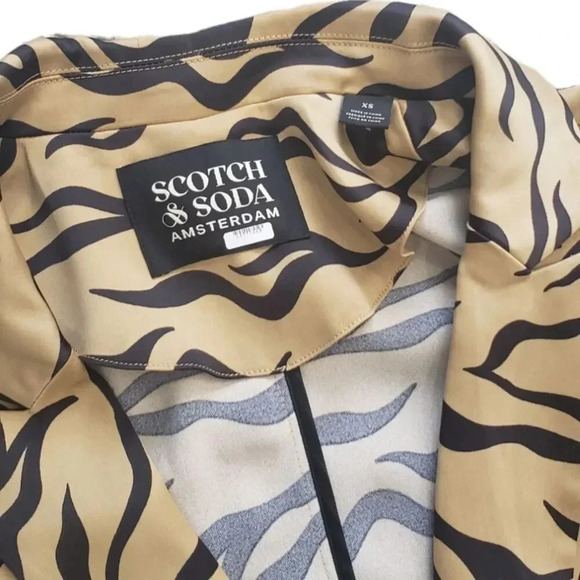 Scotch & Soda Brown Animal Print Relaxed Satin Blazer XS - Picture 5 of 5